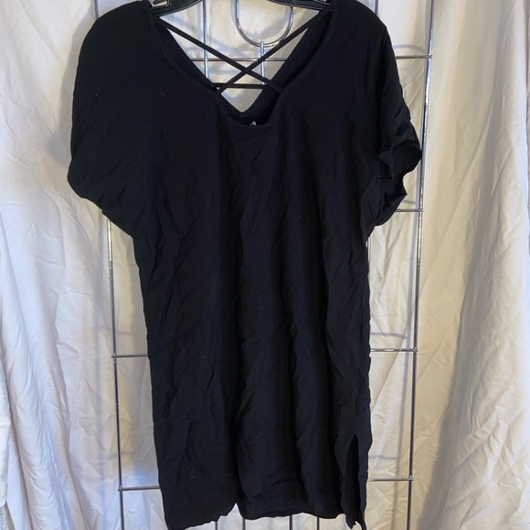 crisscross back long black blouse - Picture 2 of 2